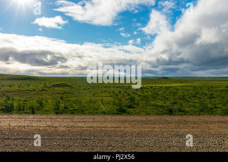 The Arctic As Seen From The Mackenzie Valley Highway From Inuvik to Tuktoyaktuk Stock Photo