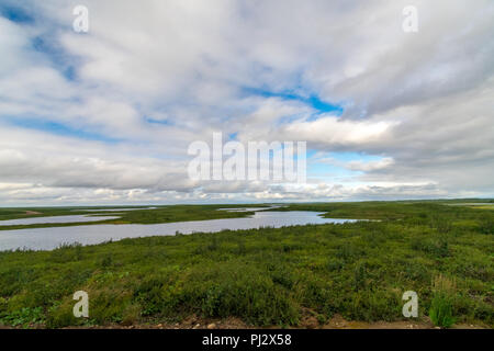 The Arctic As Seen From The Mackenzie Valley Highway From Inuvik to Tuktoyaktuk Stock Photo