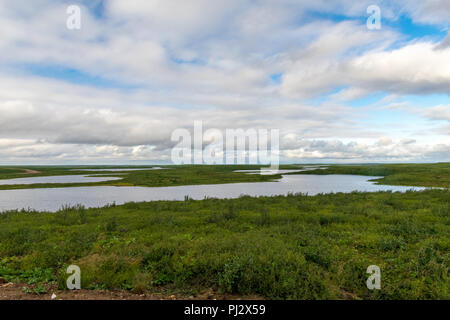 The Arctic As Seen From The Mackenzie Valley Highway From Inuvik to Tuktoyaktuk Stock Photo