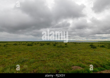 The Arctic As Seen From The Mackenzie Valley Highway From Inuvik to Tuktoyaktuk Stock Photo