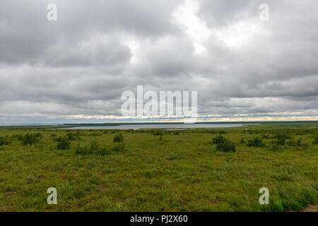 The Arctic As Seen From The Mackenzie Valley Highway From Inuvik to Tuktoyaktuk Stock Photo