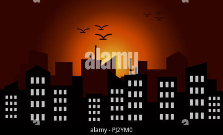 Cityblack skyline.Vector illustrations Stock Photo