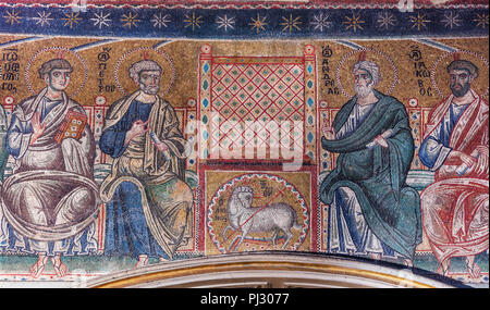 Pentecost mosaic (12th century), Abbey of Santa Maria di Grottaferrata, Lazio, Italy Stock Photo