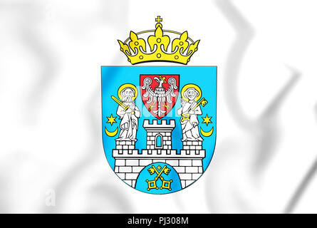 3D Flag of Poznan, Poland. 3D Illustration. Stock Photo