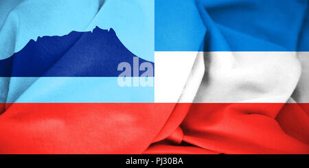 3D Flag of Sabah, Malaysia. 3D Illustration. Stock Photo