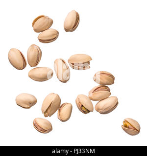 Pistachio nuts isolated on white background. Levity kernels Stock Photo
