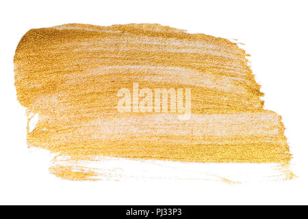 Golden watercolor stroke on white. Bright luxury background. Stock Photo