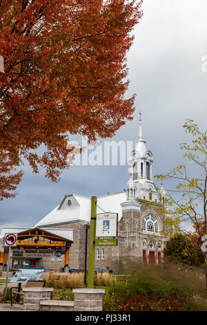 Paroisse Saint-Sauveur, church at Saint-Sauveur village in Laurentides, Quebec, Canada Stock Photo