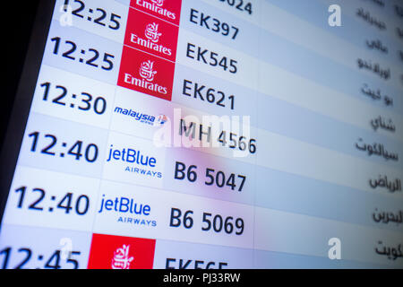 Information board Dubai International Airport Stock Photo