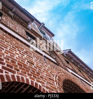 Brick wall of an antique building in Lüneburg, taken in oblique perspectives. Stock Photo