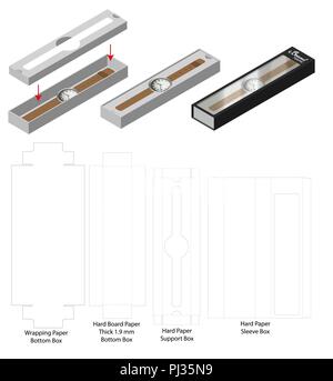 Download hard paper slide box 3d mockup with dieline Stock Vector ...