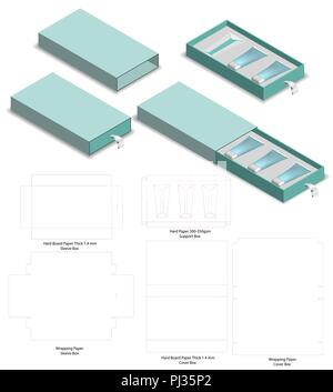 Rigid Sleeve box die cut mock up template vector Stock Vector