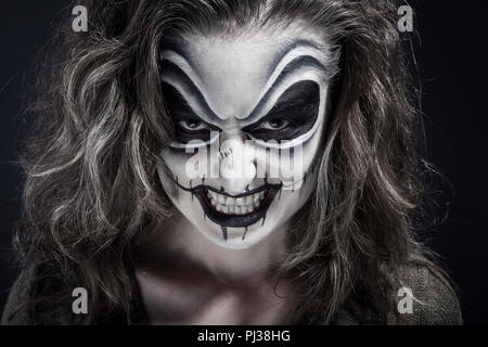 Halloween creative make up, smiling. Stock Photo