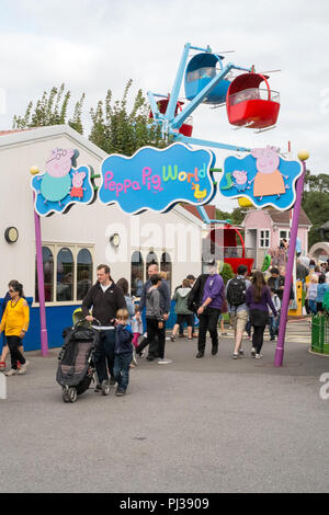 Peppa Pig World sign, Paultons park, Ower, Romsey, Southampton, England, United Kingdom. Stock Photo