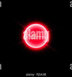 Black Friday sale poster or banner. Glowing colorful circle with red light effect on black abstract background. Design template for shopping Stock Vector
