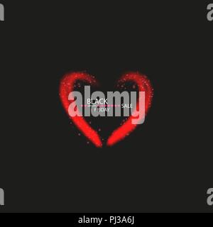 Illustration of an isolated line art heart icon with the text BLACK FRIDAY Stock Vector