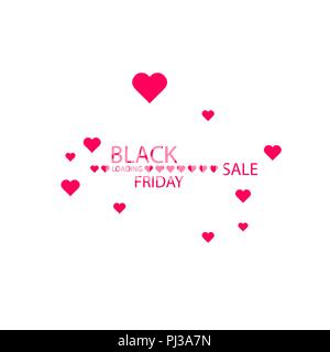 Illustration of an isolated line art heart icon with the text BLACK FRIDAY Stock Vector