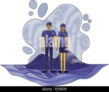 couple in the terrain characters Stock Vector