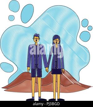 couple in the terrain characters Stock Vector