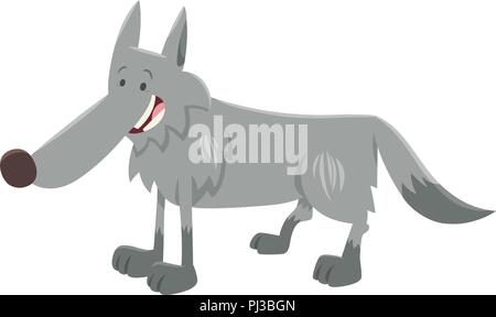 Cartoon Illustration of Grey Wolf Wild Animal Character Stock Vector