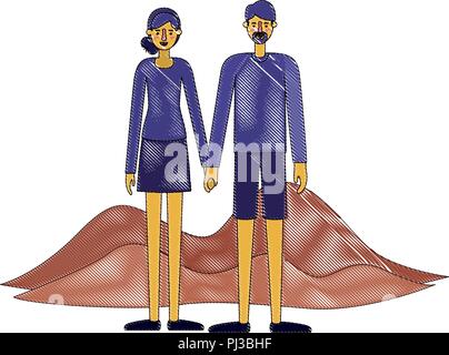 couple in the terrain characters Stock Vector