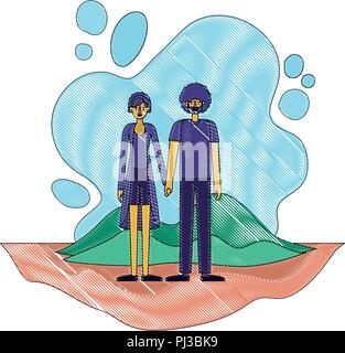 couple in the terrain characters Stock Vector