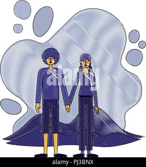 couple in the terrain characters Stock Vector