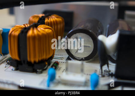 Lcd tv motherboard, electronic components on circuits board Stock Photo