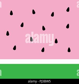 pink watermelon abstract. simple watermelon vector background with black seeds. Stock Vector