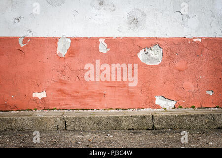 White and red plaster wall. Abstract architecture background Stock Photo