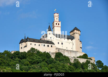 Marksburg 12th century medieval castle above the town Braubach in Rhineland-Palatinate, Germany. Stock Photo