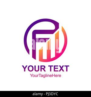 Initial letter FW logo template colorfull circle soowh design for business and company identity Stock Vector