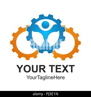 Vector 3D abstract gear icons machine and movement logo illustration Stock Vector