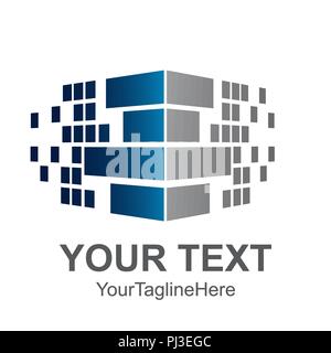 Pixel wall corner logo element for construction of the house Stock Vector