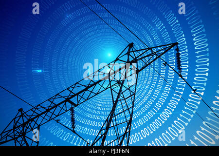 Composite image of spiral of shiny binary code Stock Photo