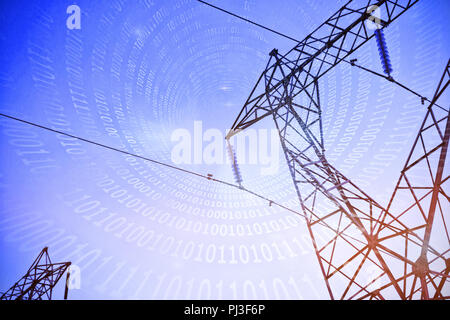 Composite image of spiral of shiny binary code Stock Photo