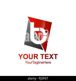Initial letter B logo template colored grey red square triangle degrees design for business and company identity Stock Vector