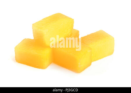 cube of Mango fruit isolated on white background close-up Stock Photo