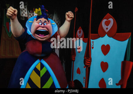 Queen of Hearts display on the Alice of Wonderland ride, Disneyland Park, Anaheim, California, United States of America Stock Photo