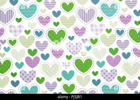 Cute hearts seamless pattern, heart shapes in different sizes and colors Stock Photo