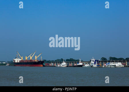 The Port of Mongla is the second busiest seaport of Bangladesh. Bagerhat, Bangladesh Stock Photo