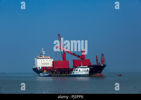 The Port of Mongla is the second busiest seaport of Bangladesh. Bagerhat, Bangladesh Stock Photo