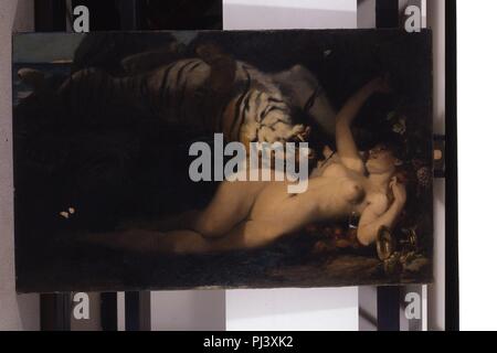 Bacchante jouant avec un tigre - V Brun - musée d'art et d'histoire de Saint-Brieuc, DOC 61. Stock Photo