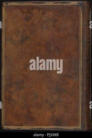 Back of brown leather binding with gilt stamped, made in France in circa 1770, Psalter of Eleanor of Aquitaine (ca. 1185) - KB 76 F 13, achterplat. Stock Photo