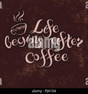 International Coffee Day. 1 October. Food event concept. Lettering handmade with the name of the event inscribed in the cup Stock Vector