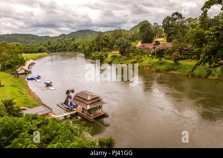 Between River Kwai Bridge and Hell Fire Pass river resort areas. Stock Photo
