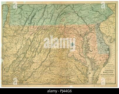 Bacon's topographical map of the seat of war in Virginia, Maryland and Pennsylvania Stock Photo