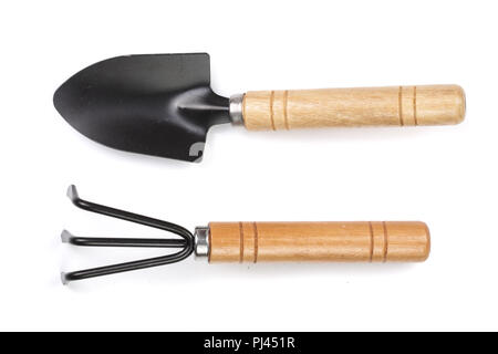 garden tools isolated on white background closeup Stock Photo
