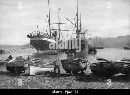 Baku sea port 1890. Stock Photo