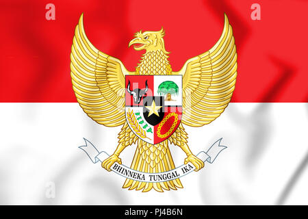 3D Flag of the Indonesia. 3D Illustration. Stock Photo